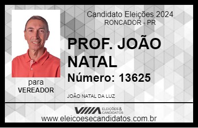 Candidato PROF. JOÃO NATAL 2024 - RONCADOR - Eleições