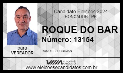 Candidato ROQUE DO BAR 2024 - RONCADOR - Eleições