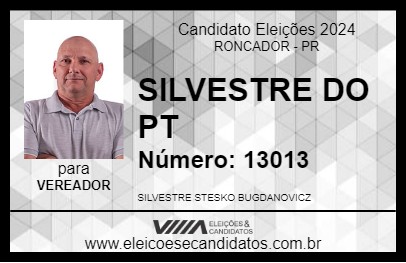 Candidato SILVESTRE DO PT 2024 - RONCADOR - Eleições