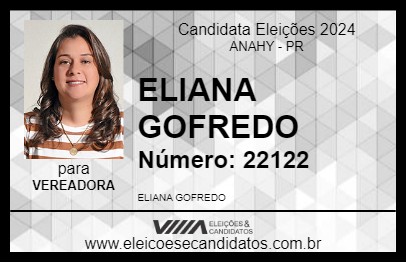 Candidato ELIANA GOFREDO 2024 - ANAHY - Eleições