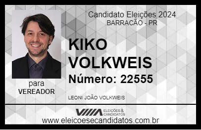 Candidato KIKO VOLKWEIS 2024 - BARRACÃO - Eleições