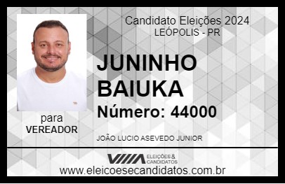 Candidato JUNINHO BAIUKA 2024 - LEÓPOLIS - Eleições