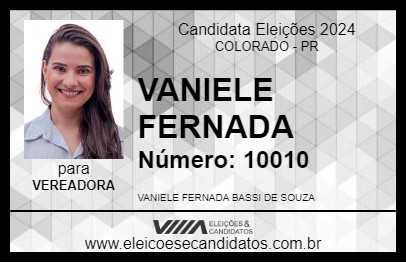 Candidato VANIELE FERNANDA 2024 - COLORADO - Eleições