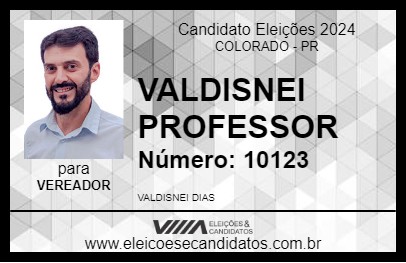 Candidato VALDISNEI PROFESSOR 2024 - COLORADO - Eleições