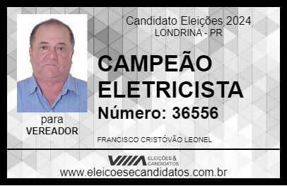 Candidato CAMPEÃO ELETRICISTA 2024 - LONDRINA - Eleições