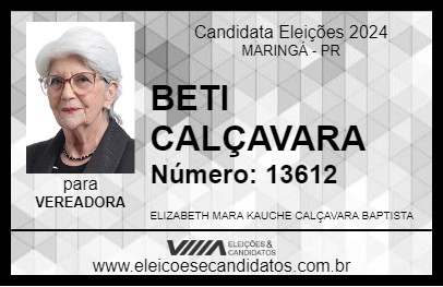 Candidato BETI CALÇAVARA 2024 - MARINGÁ - Eleições