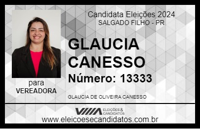 Candidato GLAUCIA CANESSO 2024 - SALGADO FILHO - Eleições