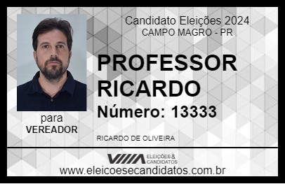 Candidato PROFESSOR RICARDO 2024 - CAMPO MAGRO - Eleições