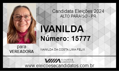 Candidato IVANILDA 2024 - ALTO PARAÍSO - Eleições