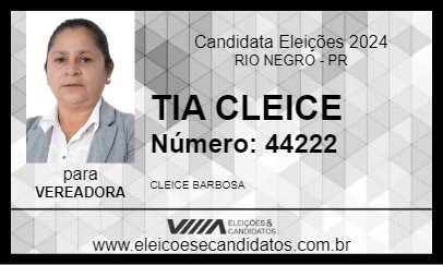 Candidato TIA CLEICE 2024 - RIO NEGRO - Eleições