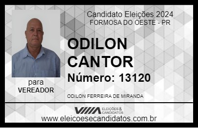 Candidato ODILON CANTOR 2024 - FORMOSA DO OESTE - Eleições