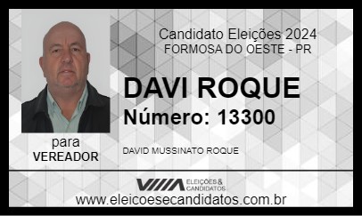 Candidato DAVI ROQUE 2024 - FORMOSA DO OESTE - Eleições