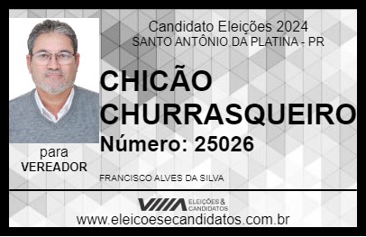 Candidato CHICÃO CHURRASQUEIRO 2024 - SANTO ANTÔNIO DA PLATINA - Eleições