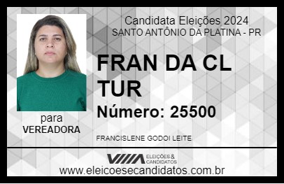 Candidato FRAN DA CL TUR 2024 - SANTO ANTÔNIO DA PLATINA - Eleições