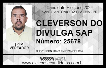 Candidato CLEVERSON DO DIVULGA SAP 2024 - SANTO ANTÔNIO DA PLATINA - Eleições