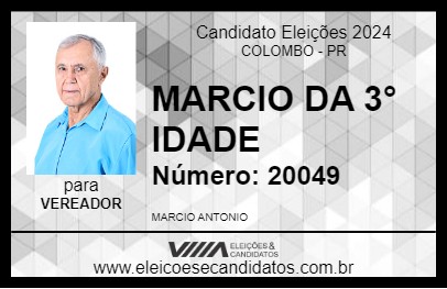 Candidato MARCIO DA 3° IDADE 2024 - COLOMBO - Eleições