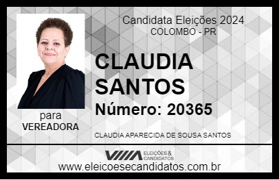 Candidato CLAUDIA SANTOS 2024 - COLOMBO - Eleições