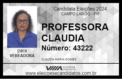 Candidato PROFESSORA CLAUDIA 2024 - CAMPO LARGO - Eleições