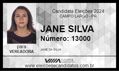 Candidato JANE SILVA 2024 - CAMPO LARGO - Eleições