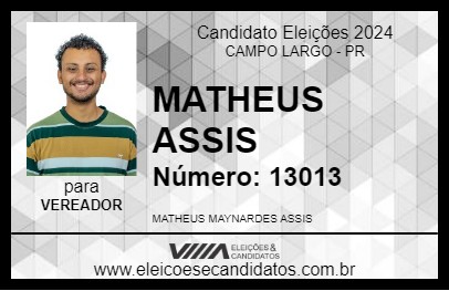 Candidato MATHEUS ASSIS 2024 - CAMPO LARGO - Eleições