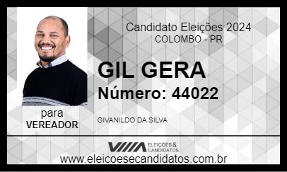 Candidato GIL GERA 2024 - COLOMBO - Eleições