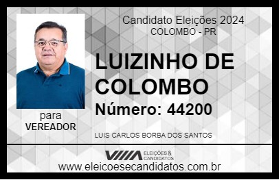 Candidato LUIZINHO DE COLOMBO 2024 - COLOMBO - Eleições