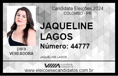 Candidato JAQUELINE LAGOS 2024 - COLOMBO - Eleições