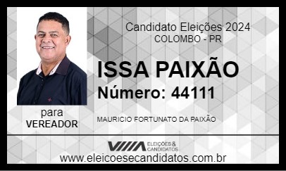 Candidato ISSA PAIXÃO 2024 - COLOMBO - Eleições