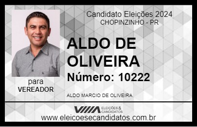 Candidato ALDO DE OLIVEIRA 2024 - CHOPINZINHO - Eleições