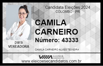 Candidato CAMILA CARNEIRO 2024 - COLOMBO - Eleições