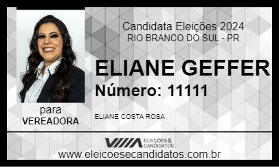 Candidato ELIANE GEFFER 2024 - RIO BRANCO DO SUL - Eleições