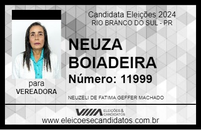 Candidato NEUZA BOIADEIRA 2024 - RIO BRANCO DO SUL - Eleições