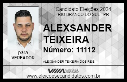 Candidato ALEXSANDER TEIXEIRA 2024 - RIO BRANCO DO SUL - Eleições