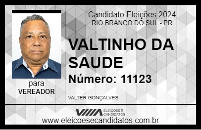 Candidato VALTINHO DA SAUDE 2024 - RIO BRANCO DO SUL - Eleições