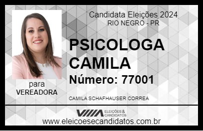 Candidato PSICOLOGA CAMILA 2024 - RIO NEGRO - Eleições