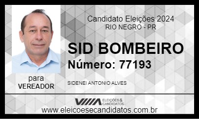 Candidato SID BOMBEIRO 2024 - RIO NEGRO - Eleições