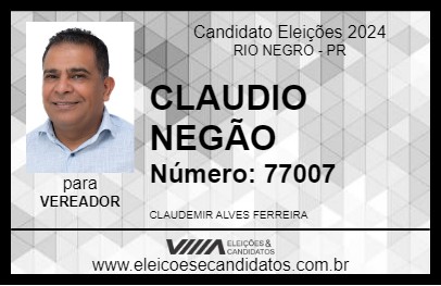 Candidato CLAUDIO NEGÃO 2024 - RIO NEGRO - Eleições