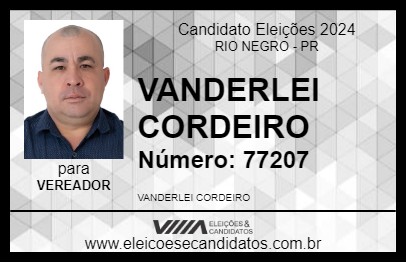 Candidato VANDERLEI CORDEIRO 2024 - RIO NEGRO - Eleições