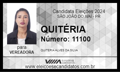 Candidato QUITÉRIA 2024 - SÃO JOÃO DO IVAÍ - Eleições