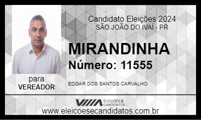 Candidato MIRANDINHA 2024 - SÃO JOÃO DO IVAÍ - Eleições