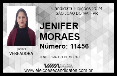 Candidato JENIFER MORAES 2024 - SÃO JOÃO DO IVAÍ - Eleições