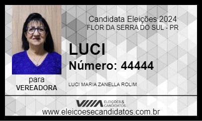 Candidato LUCI 2024 - FLOR DA SERRA DO SUL - Eleições