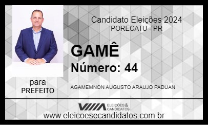 Candidato GAMÊ 2024 - PORECATU - Eleições