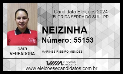 Candidato NEIZINHA 2024 - FLOR DA SERRA DO SUL - Eleições