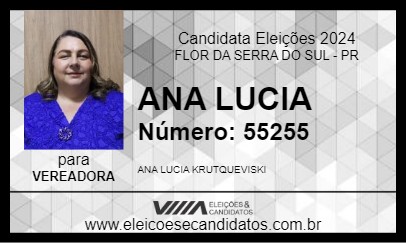 Candidato ANA  LUCIA 2024 - FLOR DA SERRA DO SUL - Eleições