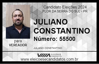 Candidato JULIANO CONSTANTINO 2024 - FLOR DA SERRA DO SUL - Eleições