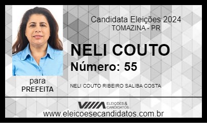 Candidato NELI COUTO 2024 - TOMAZINA - Eleições