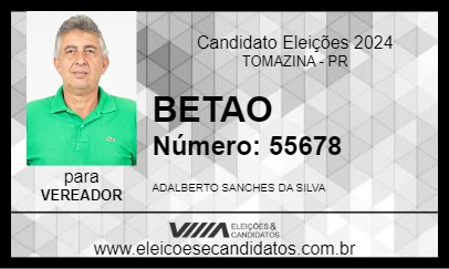 Candidato BETAO 2024 - TOMAZINA - Eleições