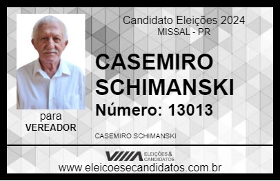 Candidato CASEMIRO SCHIMANSKI 2024 - MISSAL - Eleições