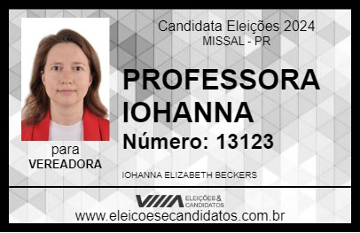 Candidato PROFESSORA IOHANNA 2024 - MISSAL - Eleições